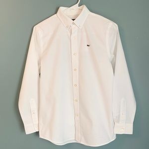 VINEYARD VINES Boys' Cotton Solid Button-Down Shirt, White, Size M (12-14) NWT!
